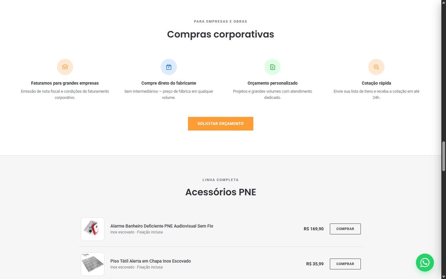 Conceito Metais - Seção de compras corporativas
